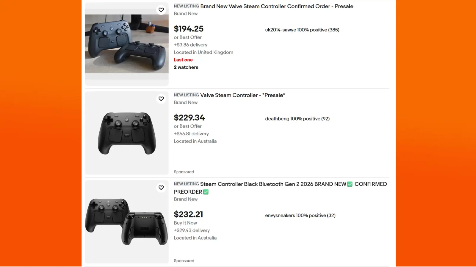 Valve Steam Controller gaming peripheral sold out in most regions within thirty minutes of launch announcement.