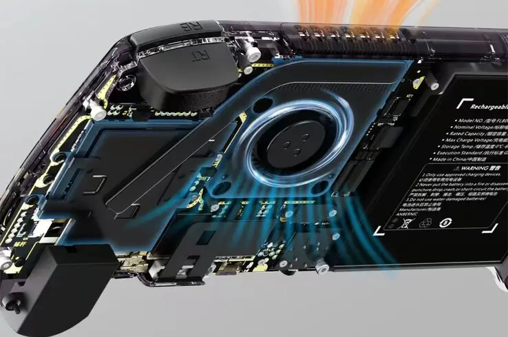 Anbernic RG557 handheld gaming device with 5.48-inch AMOLED display