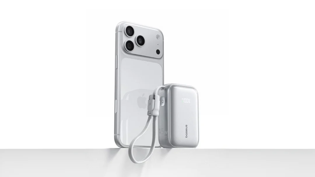 Baseus PicoGo AR11 power bank showing built-in cables