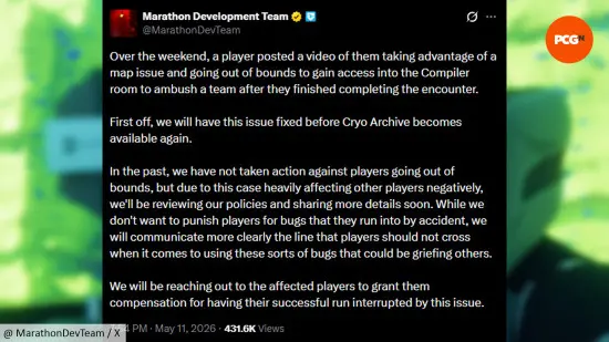 Bungie patches Cryo Archive map exploit in Marathon