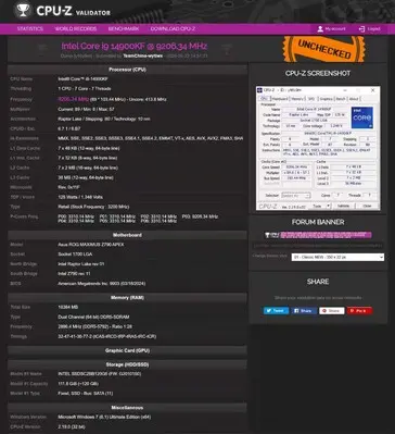 Intel Core i9-14900KF overclocked to 9.2 GHz with liquid helium cooling