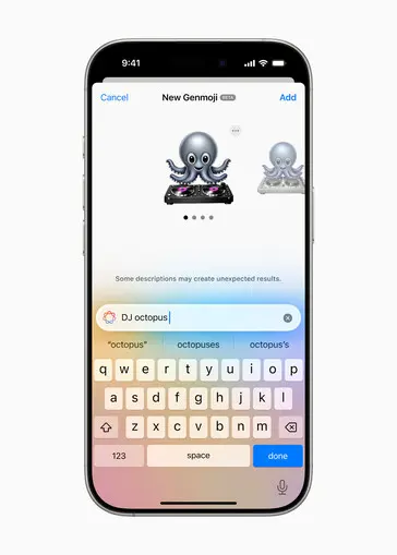 Apple Genmoji custom emoji creation interface on iOS
