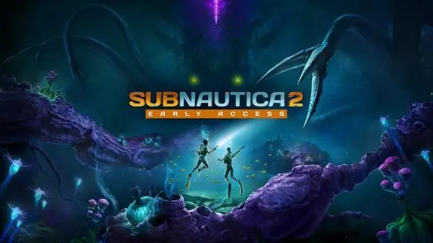Subnautica 2 underwater exploration scene with player character
