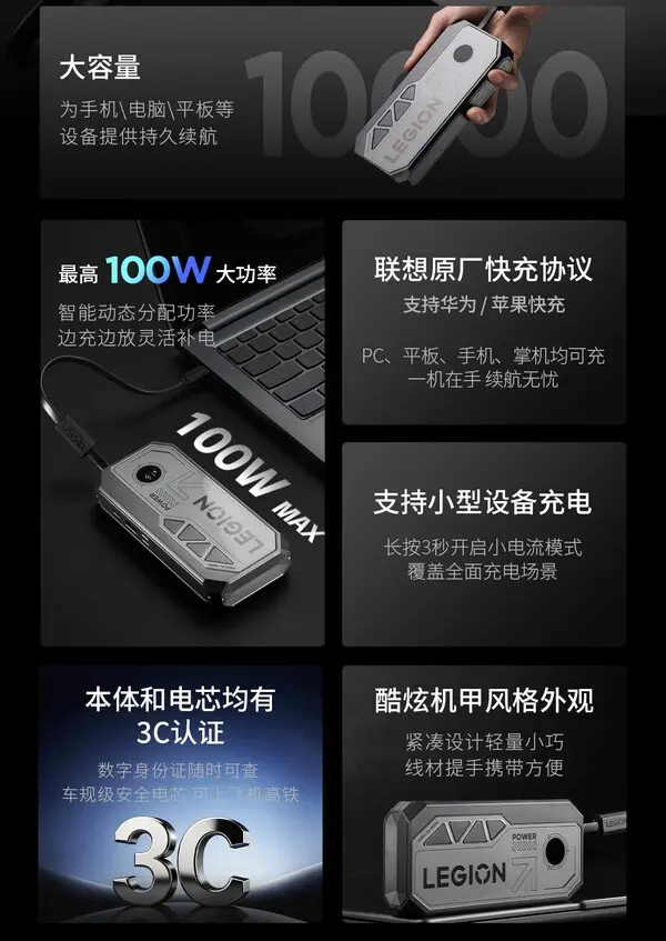 Comparison of Legion P5 10000 and previous Legion Go Power Bank models