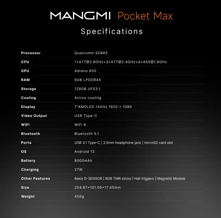 Mangmi Pocket Max handheld with 7-inch AMOLED display