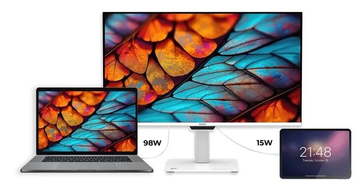 MSI Pro Max 271UPXW12G QD OLED monitor displaying vibrant colors