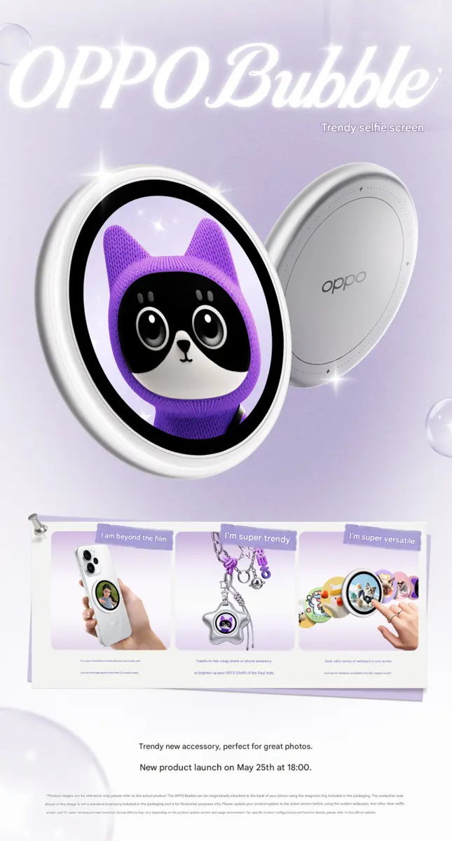 Oppo Bubble Trendy Selfie Screen preview on rear camera