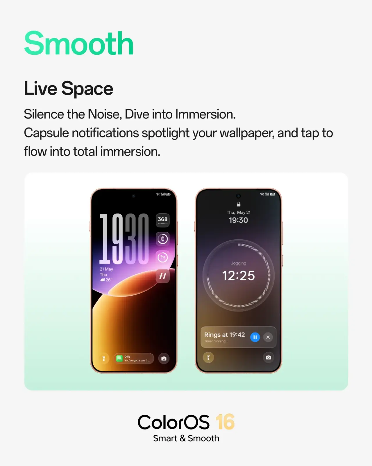 Oppo smartphone displaying ColorOS 16 interface