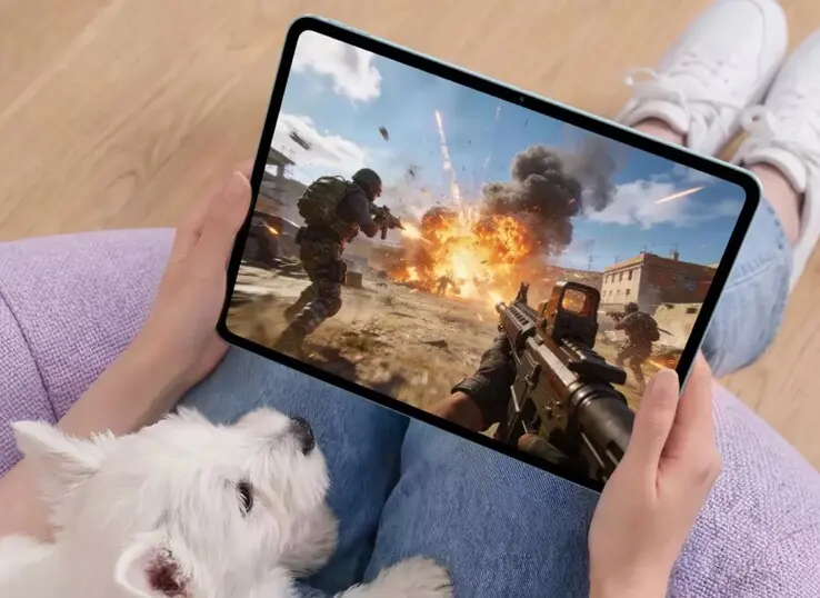 Oppo Pad 6 tablet with six speakers and two microphones for audio output