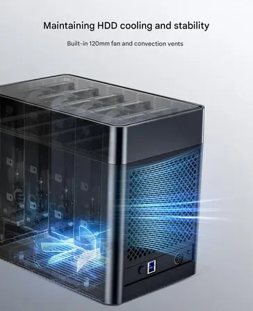 Orico X50PRO front panel with LED indicators and ventilation design