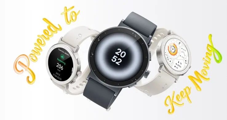Realme Watch S5 round case with flat exterior and three buttons