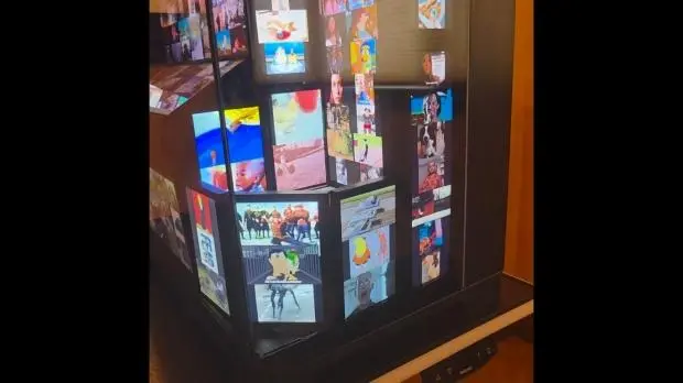 GIF PC with nine screens inside O11 Dynamic Evo XL case