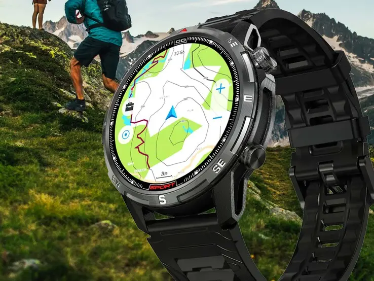 Rogbid GeoX2 smartwatch featuring 5 ATM water resistance rating and outdoor durability
