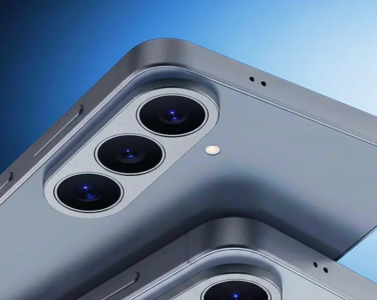 Galaxy S26 FE triple camera system with 3x optical zoom and vertical strip design