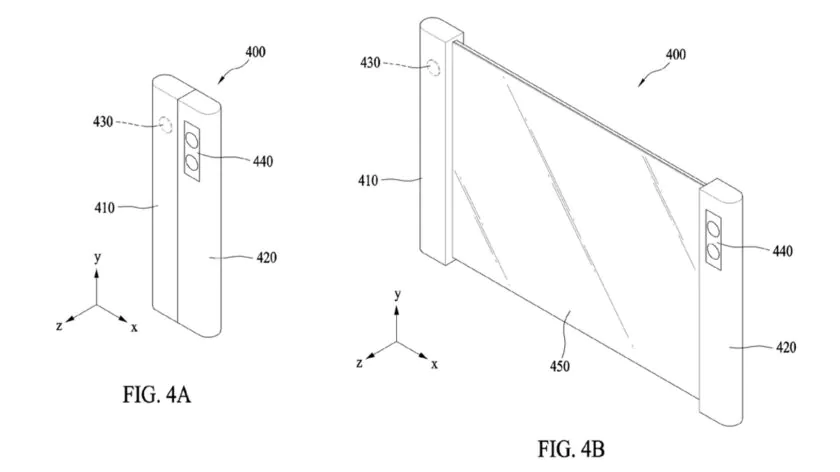 Samsung Galaxy Z Rollable patent concept showing horizontal extension mechanism