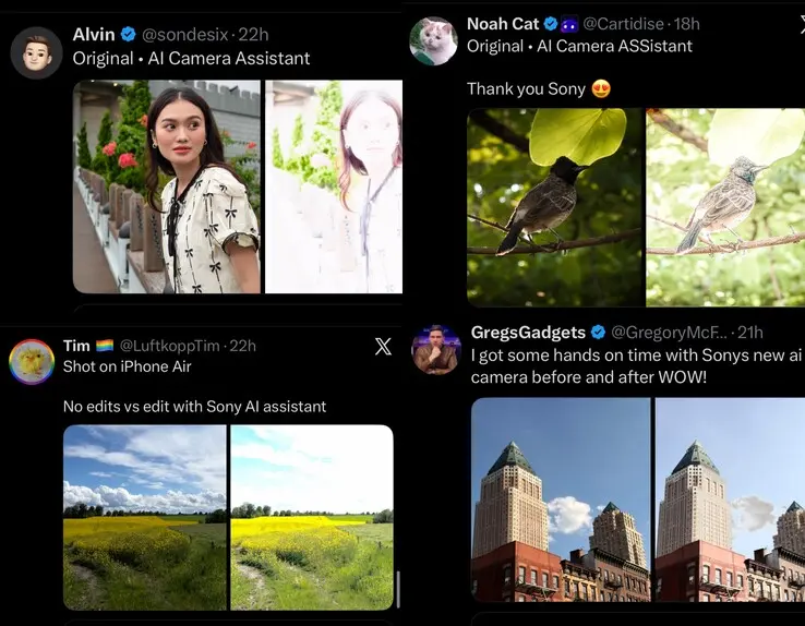 Sony Xperia 1 VIII AI Camera Assistant suggests four settings