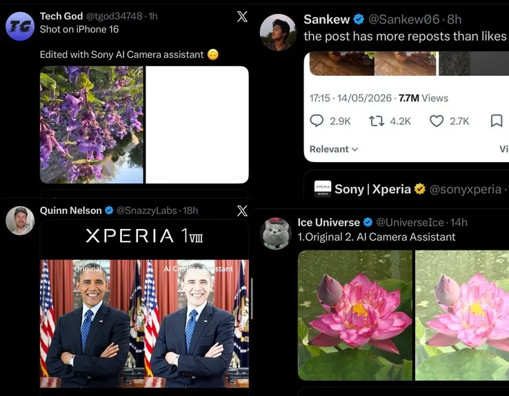 Social media memes roasting Sony Xperia 1 VIII marketing