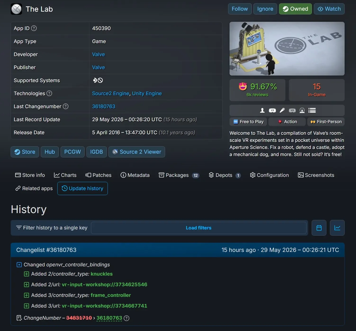 Valve The Lab VR game interface with Steam Frame controller support