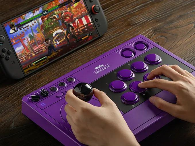 8BitDo Arcade Stick in solid purple color