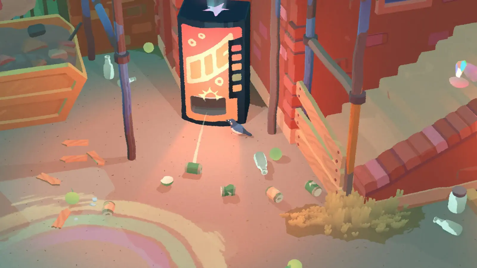 Bad Magpie gameplay screenshot showing the injured magpie in a sandbox environment