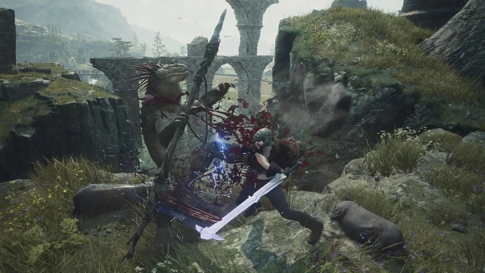 Dragon's Dogma 2 gameplay scene showing the Guardian pawn and oxcart mechanics