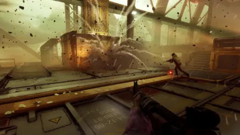 Enginefall gameplay screenshot showing train raiding mechanics