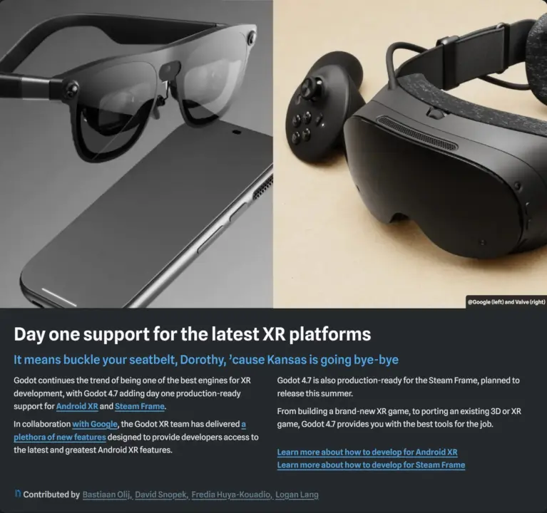 Godot Engine 4.7 Released With Steam Frame and Android XR Support
