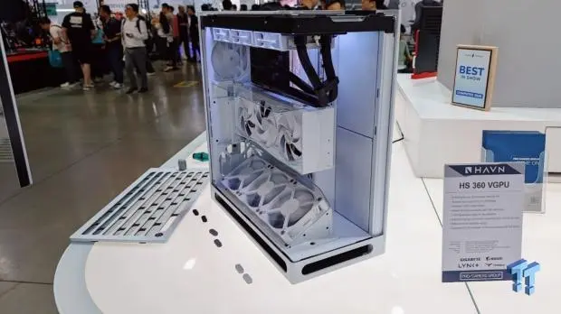 HAVN HS 360 VGPU PC case with panoramic glass and vertical GPU mounting