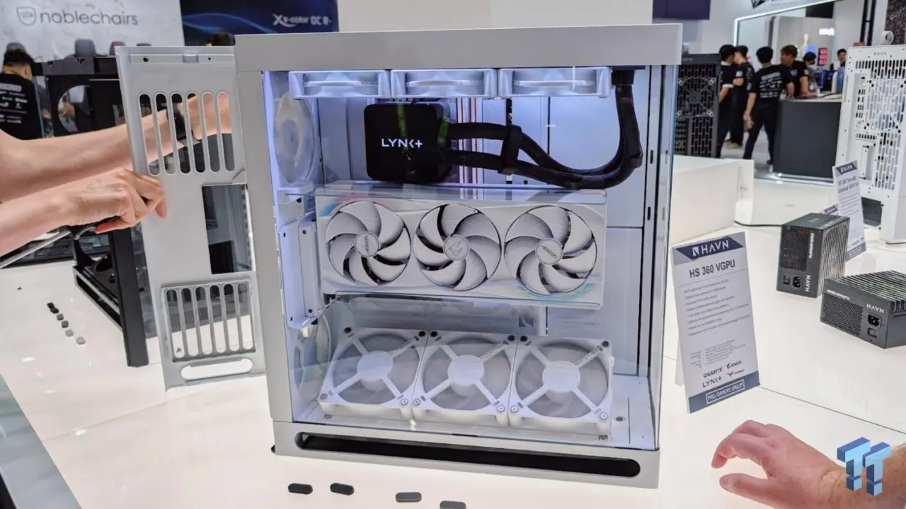 HAVN HS 360 VGPU PC case with panoramic glass and vertical GPU mounting