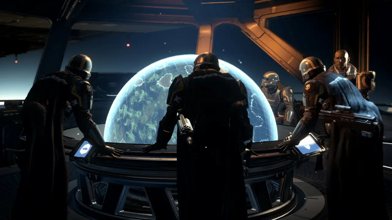 Helldivers 2 gameplay scene showing space battles and planetary combat
