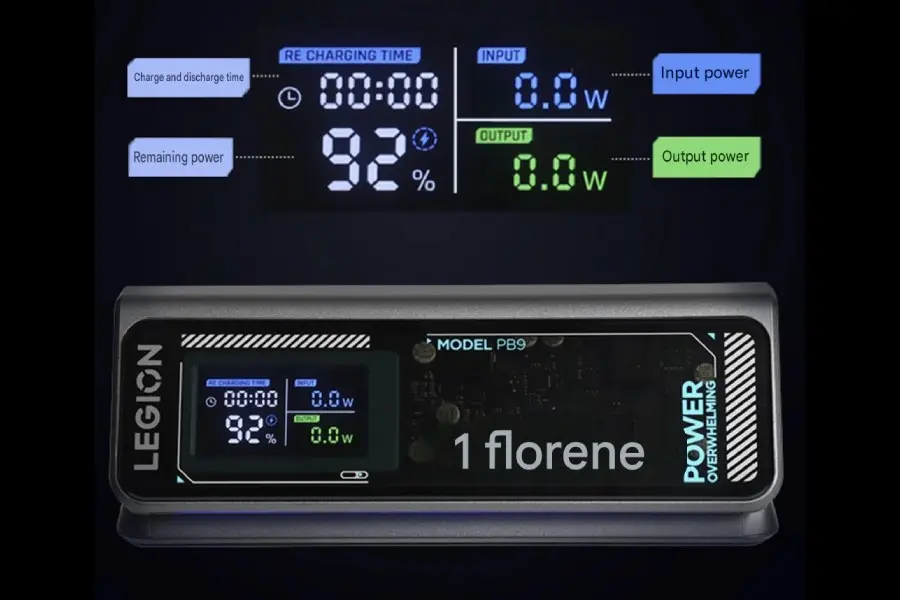 Lenovo Legion PB9 power bank with triangular design and transparent front panel