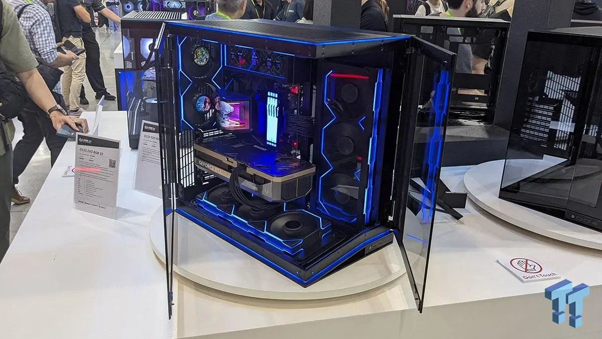 Lian Li O11 EVO RGB V2 chassis side view showing the AIO chamber