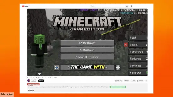 Minecraft gameplay scene showing a blocky landscape under a clear sky