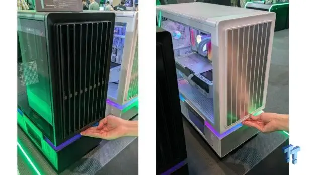 Montech F738 PRO PC case front panel with adjustable window blinds