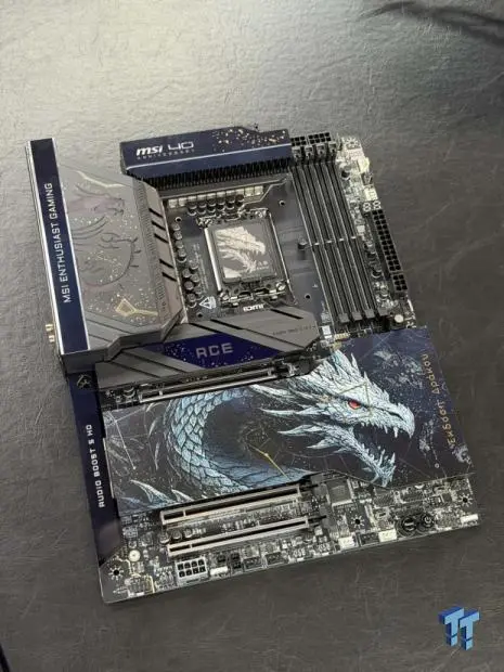 MSI MEG Z890 Ace Draco Epic motherboard with dragon design