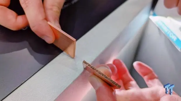 Close-up of MSI ultra-thin fan blades and spiral-groove heat pipes