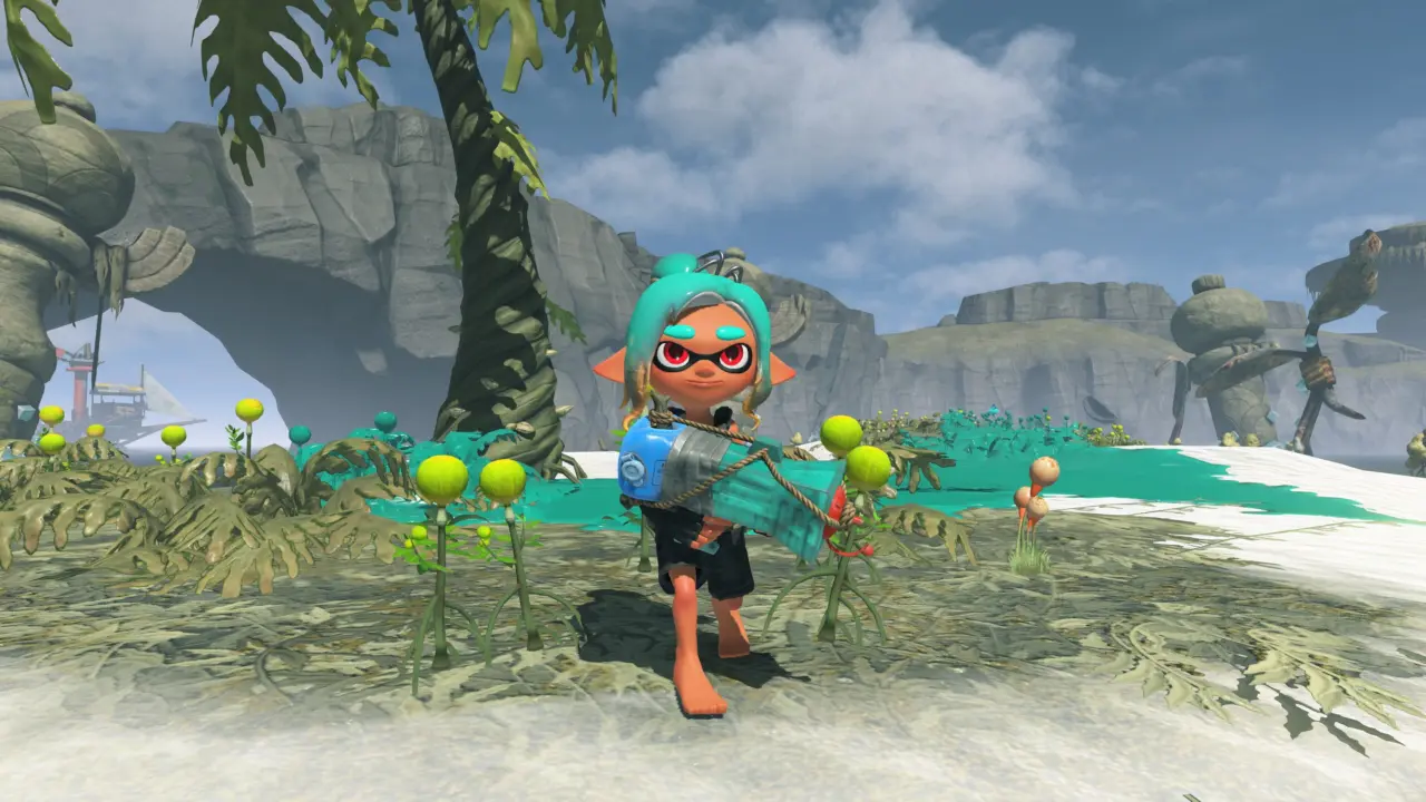 Splatoon Raiders gameplay screenshot showing helicopter mechanic