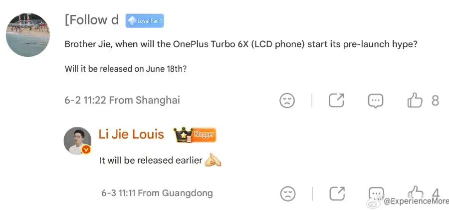 OnePlus Turbo 6X smartphone