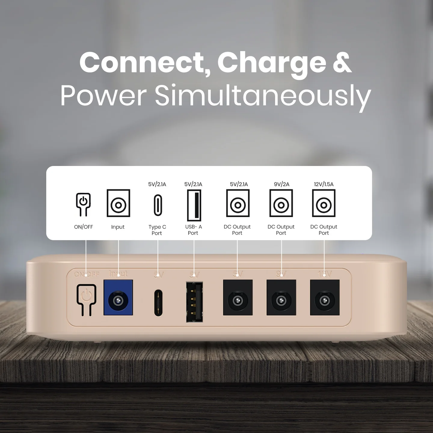 Portronics Kinetics 8K mini UPS connectivity ports