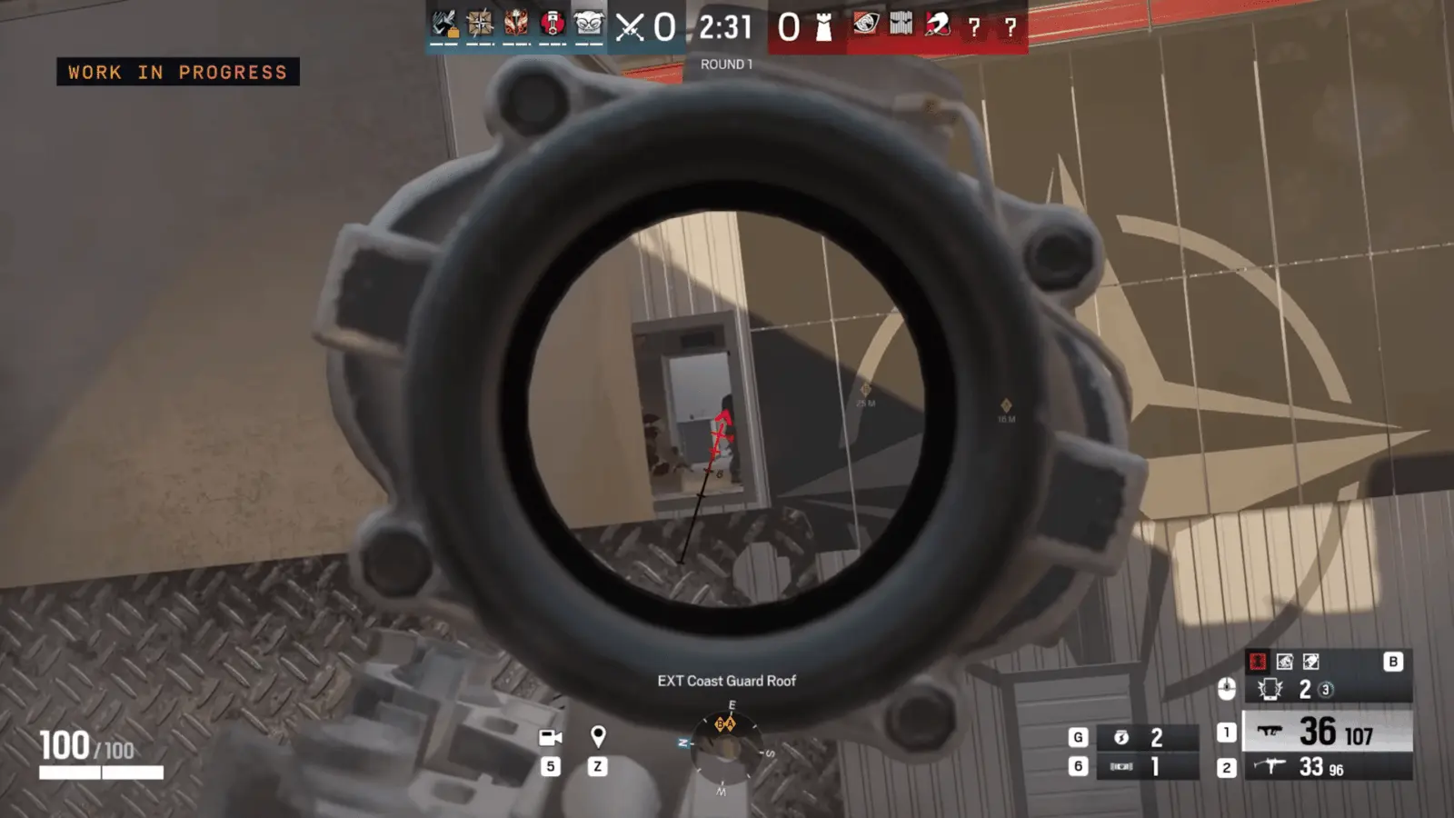 Rainbow Six Siege gameplay screenshot showing operator gadget usage