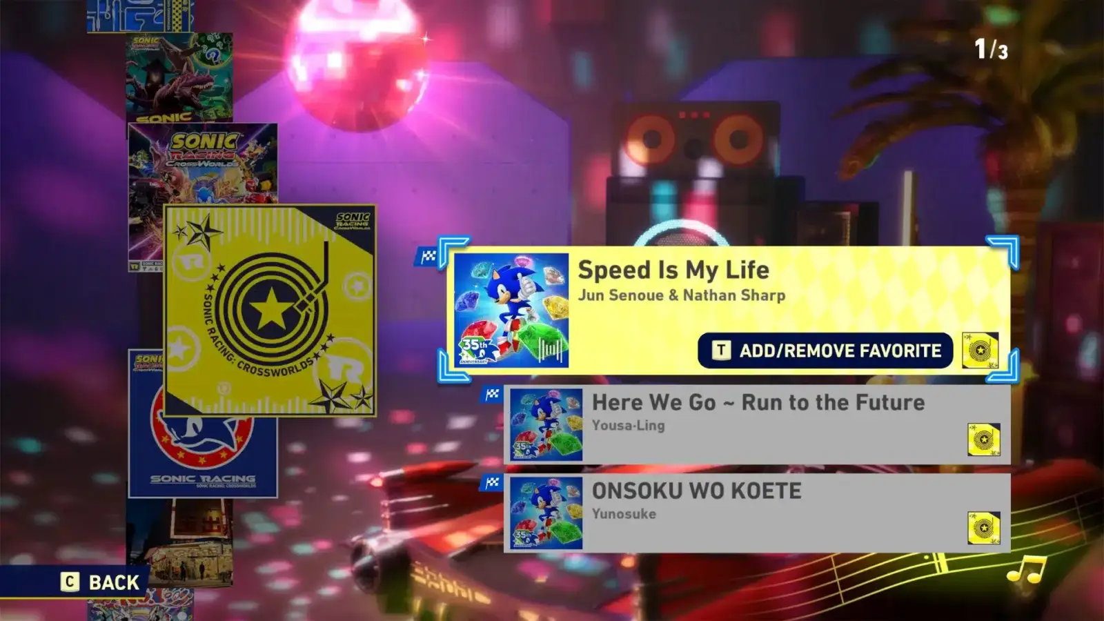 Anniversary music tracks and collaboration decals in Sonic Racing CrossWorlds