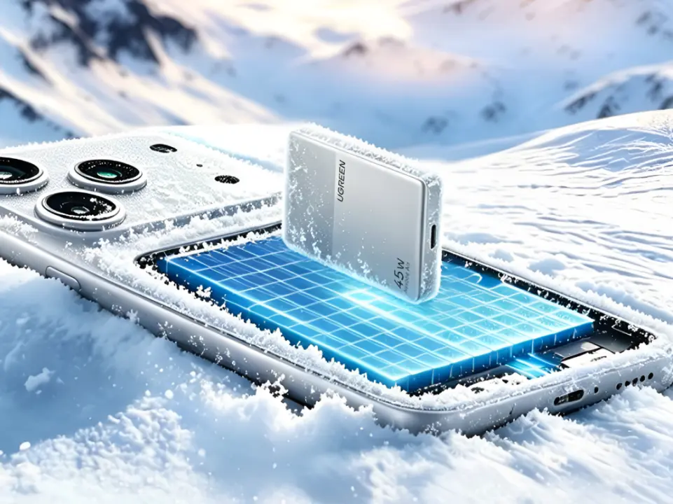 Ugreen Nexode Air 45W Ice Chip charger side profile showing thinness