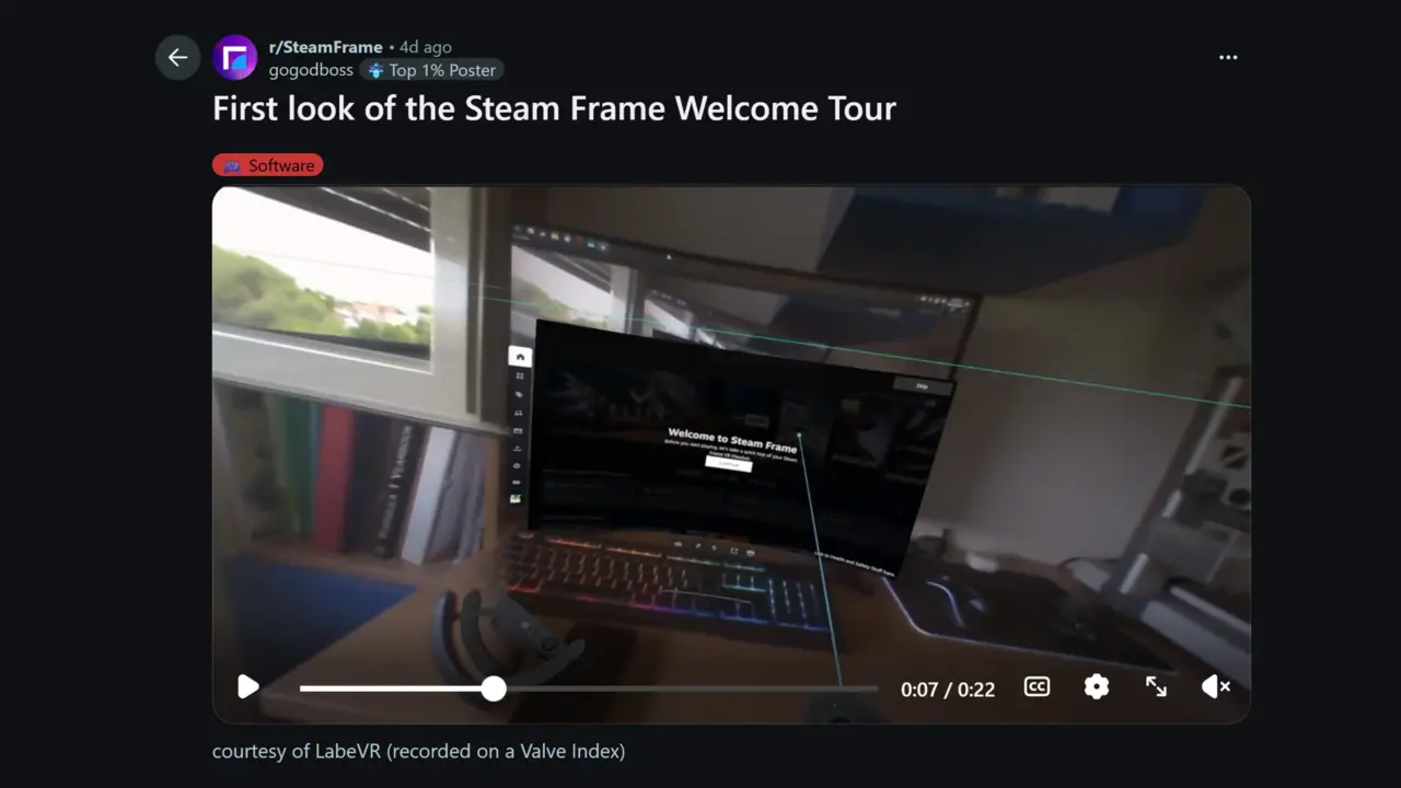 Valve Steam Frame VR Headset Leak Reveals Setup Video