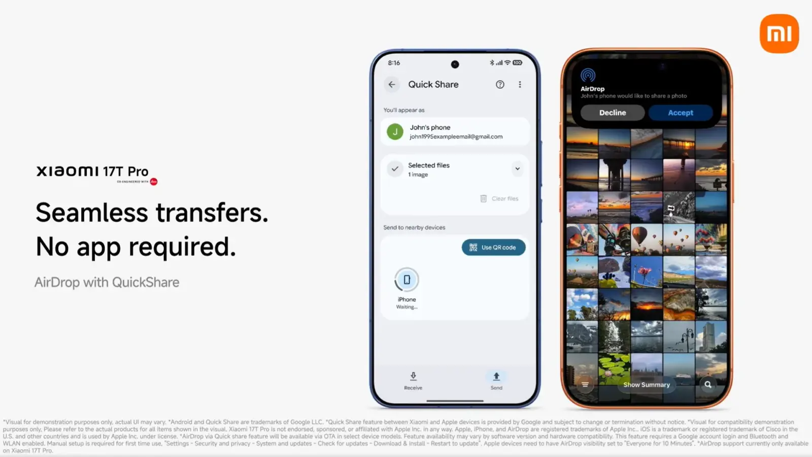 Google Quick Share compatibility list showing supported devices