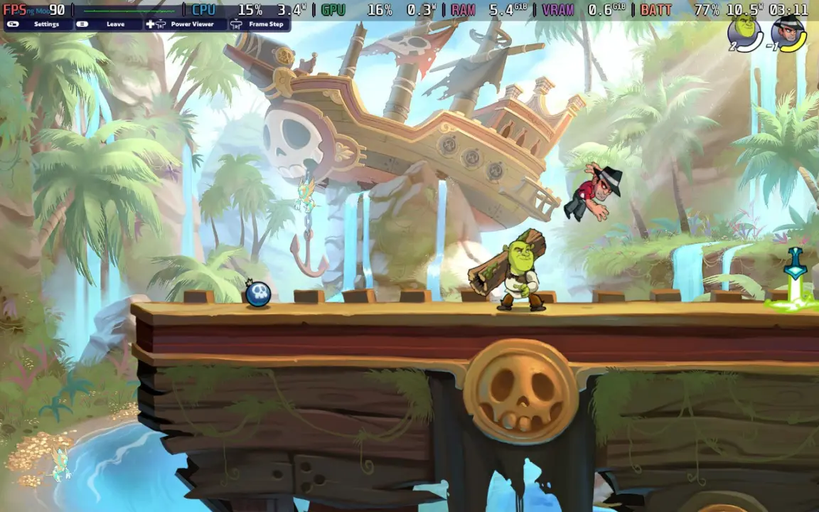 Shrek character in Brawlhalla arena