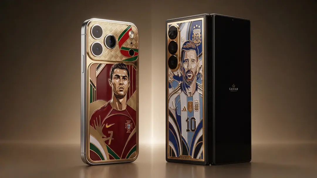 Caviar Legends collection featuring Messi and Ronaldo themed phones