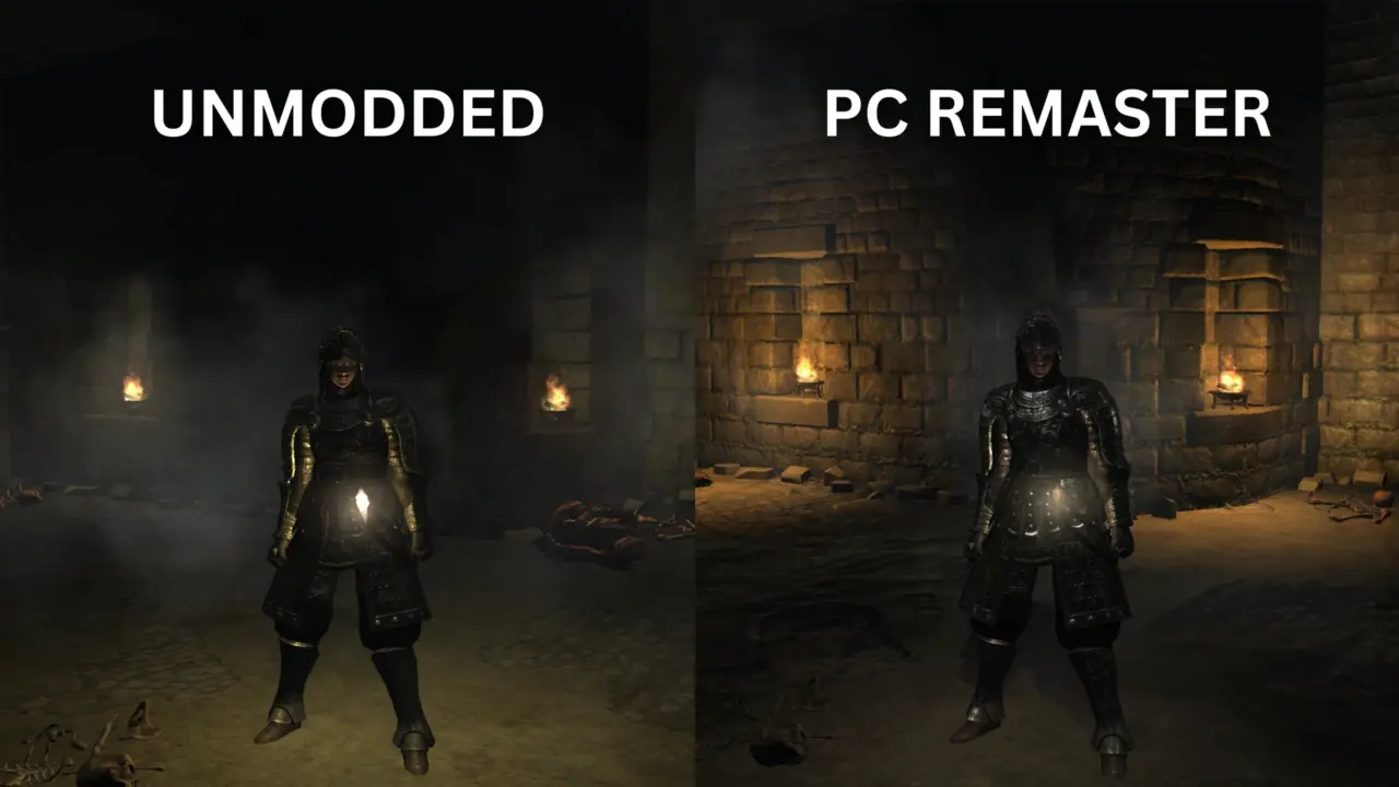 Demon's Souls PC fan remaster demo showing dynamic lighting effects