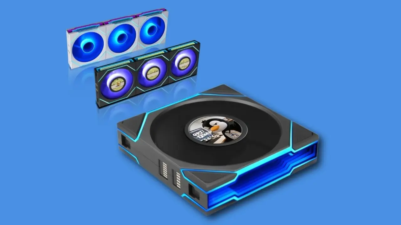 Lian Li UNI FAN FLEX Series fan with integrated LCD screen