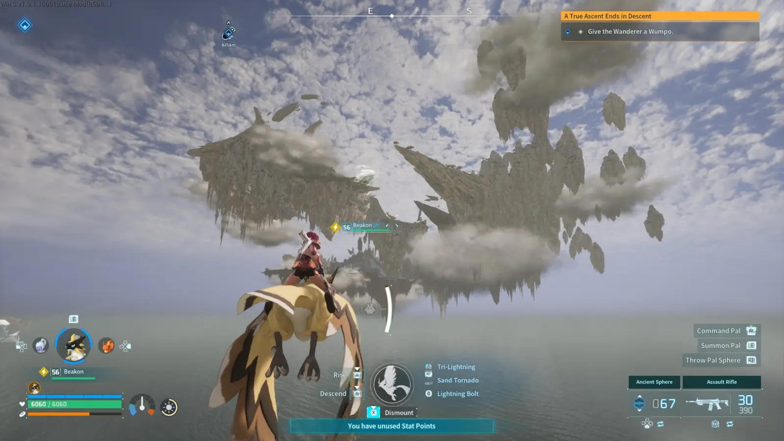 Palworld flying mount in flight