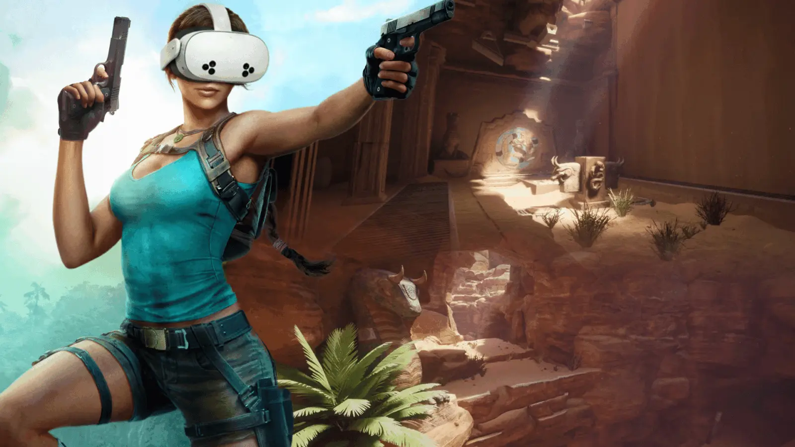 Concept art of Lara Croft in a Middle Eastern desert setting
